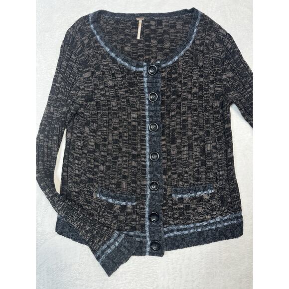 Free People Womens Cardigan Sweater Multicolor Slim Long Sleeve Wool Blend M - Picture 1 of 7